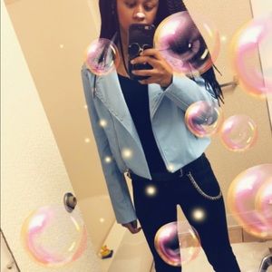 Light blue leather jacket